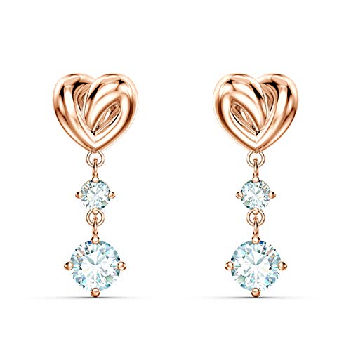 Swarovski Lifelong Heart Drop-Ohrhänger, Herz, Weiß, Roségold-Legierungsschicht von Swarovski