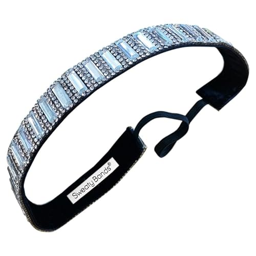 Sweaty Bands Haarband für Damen und Mädchen für einen aktiven Lebensstil – rutschfester Griff, schweißableitend, samtgefüttertes Strass-Haarband – Bling Silver Beauty Silber, 2,5 cm von Sweaty Bands