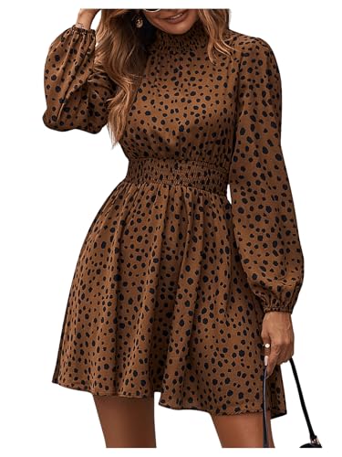 SweatyRocks Damen Kleid Langarm Blusenkleid A-Linie Shortkleid Elegant Freizeitkleid Ausgestelltes Kleid mit Laternenärmeln Braun XL SweatyRocks Damen Kleid Langarm Blusenkleid A-Linie Shortkleid Elegant Freizeitkleid Ausgestelltes Kleid mit Laternenärmeln Braun XL von SweatyRocks