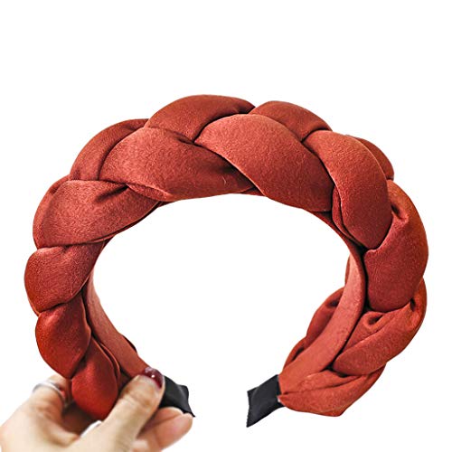 Geflochtenes breites Haarband für Damen, dicker Schaumstoff, gepolstert, Samt, modisch, Vintage, für Damen und Mädchen, Kristall-Glitzer, breites Stirnband, handgefertigt, mit Schaumstoff, gepolstert, von Sweeaau