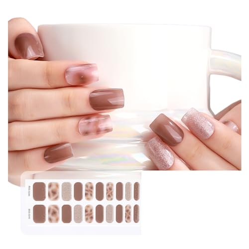 Swetopq Gel-Nagelstreifen, Gel-Nagellack-Aufkleber, volle Wraps für UV-/LED-Lampe, einfaches Anbringen und Entfernen, Nagelfeilenstift im Lieferumfang enthalten von Swetopq