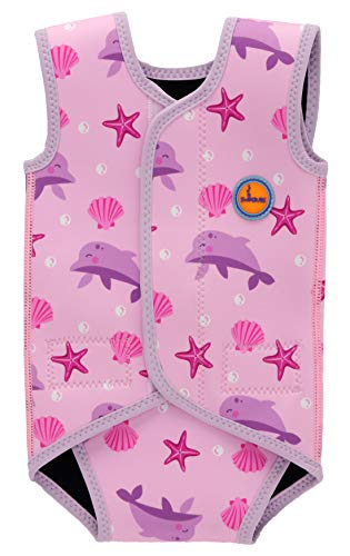 Swimbubs Baby Swimming Wrap Kleinkind Neoprenanzug Jungen Warmsuit Mädchen UV-Badeanzug (0-6 Monate, Pink Dolphin) von Swimbubs