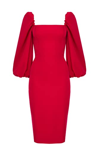 Swing Fashion Women's Giselle | Rot Bleistiftkleid | Damen Etuikleider | Festliches Abendkleid | Partykleid | Cocktailkleider | Sexy Tailliertes Enges Kleid 34 (XS) von Swing Fashion