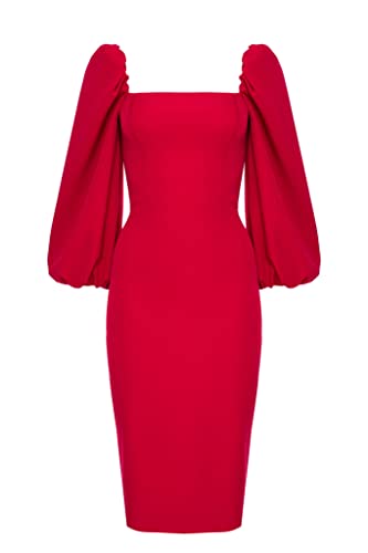 Swing Fashion Women's Giselle | Rot Bleistiftkleid | Damen Etuikleider | Festliches Abendkleid | Partykleid | Cocktailkleider | Sexy Tailliertes Enges Kleid 38 (M) von Swing Fashion
