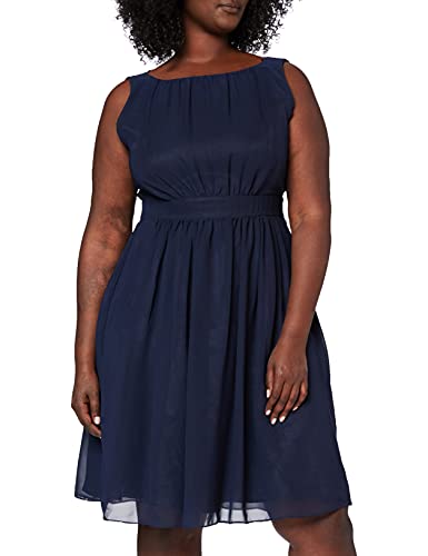 Swing Damen ärmelloses Cocktailkleid mit Raffungen, Mini, Einfarbig, Gr. 42, Blau (marine 300) von Swing