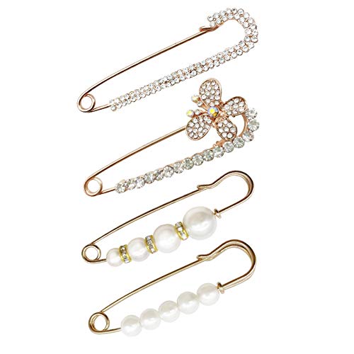 Brosche Pin für Damen Große Mode Gold Roségold Brosche Stifte Legierung Schmetterling Broschen Exquisite künstliche Perle Broschen für Anzüge Pullover Kleider Schals Hüte Schals Taschen (4 Stück) Brosche Pin für Damen Große Mode Gold Roségold Brosche Stifte Legierung Schmetterling Broschen Exquisite künstliche Perle Broschen für Anzüge Pullover Kleider Schals Hüte Schals Taschen (4 Stück) von SwirlColor