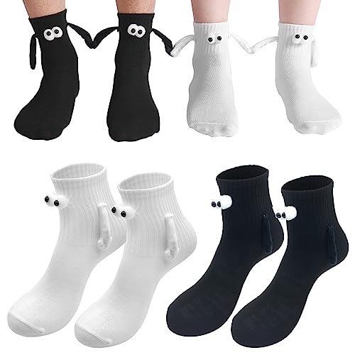 SwirlColor Hand in Hand Socken, Nette magnetische Saug 3D Hand in Hand Lustige Socken für Paar Mid-Tube Magnetische Socken Neuheit Socken Geschenke für Frauen Männer von SwirlColor