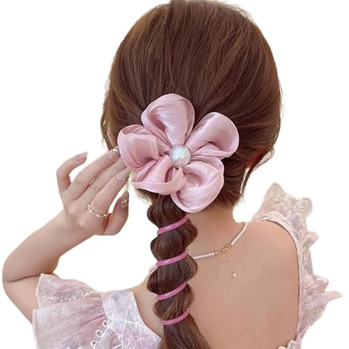 Elastische Haargummis für Mädchen, Telefonschnur, Haarseil, Make-up, Frühlings-Haarseil für Mädchen, Haarstyling-Tuch, buntes Haarband für dünnes Haar, Haargummi für dünnes Haar von Sxett