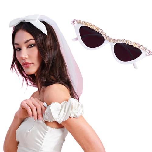 Hochzeitsschleier, Haarspange für Braut, Schleife, Schleier, Junggesellinnenabschied, Sonnenbrille, Haarnadel, Verlobung, Veranstaltung, Kopfbedeckung, Haarschleifen, Hochzeitskopfschmuck für Damen von Sxett