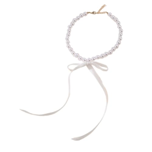 Modische Halskette mit Schleife, Halsband, Perlen, Halsband, Schlüsselbeinkette, Statement-Schmuck, Wie beschrieben von Sxett