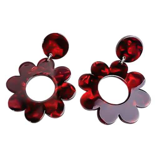 Sxett 1 Paar böhmische Acryl-Blumen-Ohrstecker für Damen, Retro-Blumenohrringe, schickes Blütenblatt, handgefertigt, farbliche Neuheit, Siehe Beschreibung von Sxett