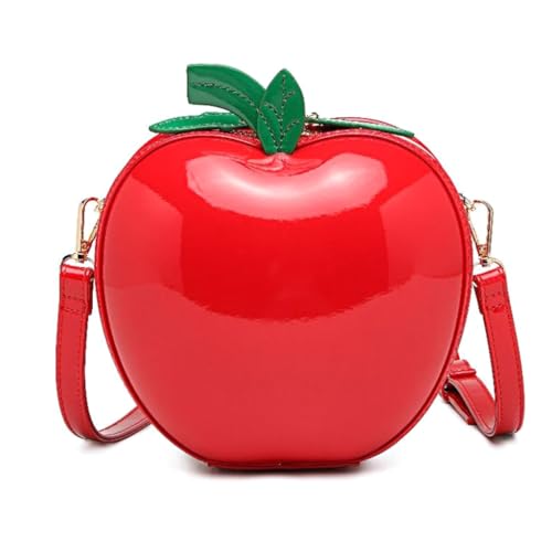 Sxett 2023 Crossbody-Tasche, Obst-Form, Schultertasche für Teenager, Mädchen, trendige Reißverschlusstasche, rot von Sxett