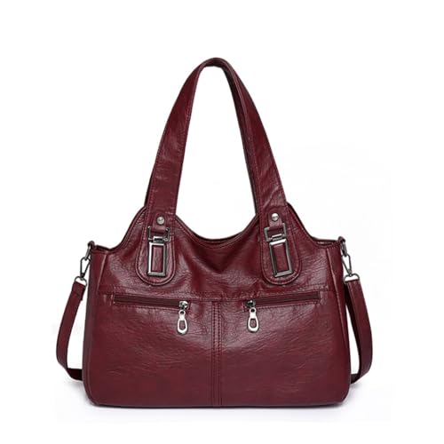 Sxett 2024 Neue Ledertasche Spritzwassergeschützte Handtasche für Mädchen Frauen Vintage Soft PU Tote Bag, rot von Sxett