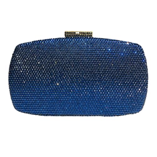 Sxett Abendtasche mit glitzernden Strasssteinen, Boxform, Handtasche mit abnehmbarer Kette, blau von Sxett