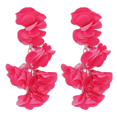 Sxett Elegante Blume baumeln Ohrringe Handgemachte Blumen Ohrringe Floral Übertreiben Ohrringe Bohemian Ornament für Frauen Mädchen, Siehe Beschreibung von Sxett