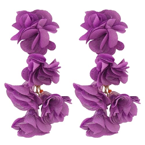 Sxett Elegante Blume baumeln Ohrringe Handgemachte Blumen Ohrringe Floral Übertreiben Ohrringe Bohemian Ornament für Frauen Mädchen, Siehe Beschreibung von Sxett