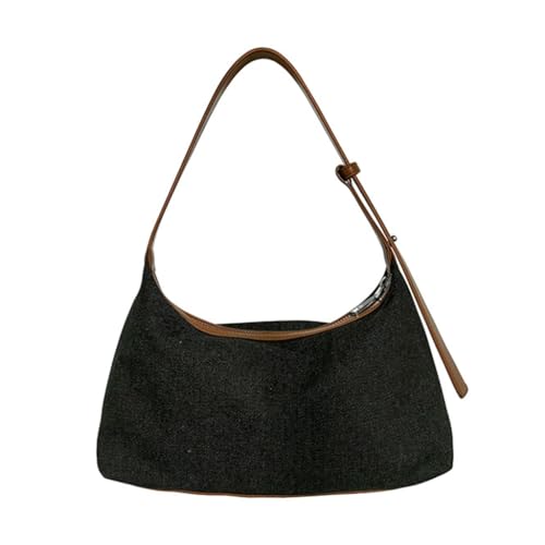 Sxett Lässige Achseltasche für Damen, Mädchen, Achseltasche, ästhetische Handtasche, Denim, Schultertasche, Schwarz von Sxett