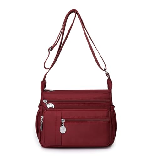 Sxett Lässige Umhängetasche für Damen, mehrere Taschen, Schultertasche, Reisetasche, Kuriertasche, rot von Sxett