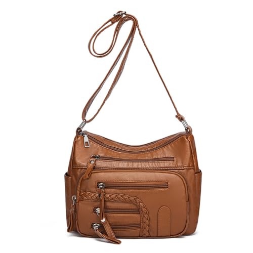 Sxett Ledertasche mit mehreren Fächern, Crossbody-Tasche für Mädchen und Frauen, vielseitige modische Tasche, braun von Sxett