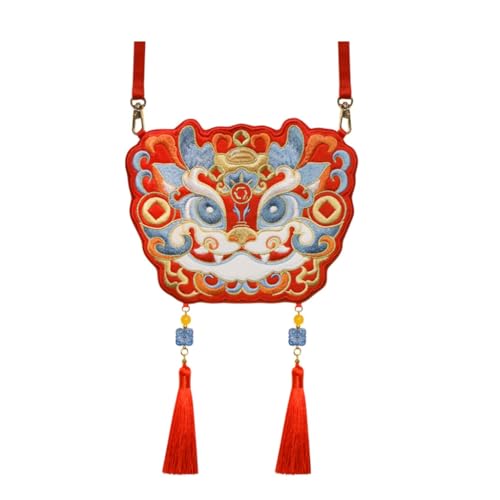 Sxett Luxuriöse bestickte Kosmetiktasche Hanfu-Tasche Crossbody Umhängetasche für Damen mit anspruchsvollem Geschmack, rot von Sxett