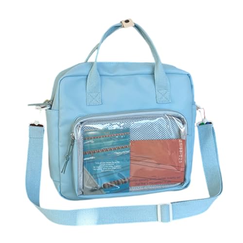 Sxett Mehrzweck-Rucksack von Ita, Umhängetasche, transparent, mit Anstecknadel, Schultertasche für Mädchen und Teenager, blau von Sxett