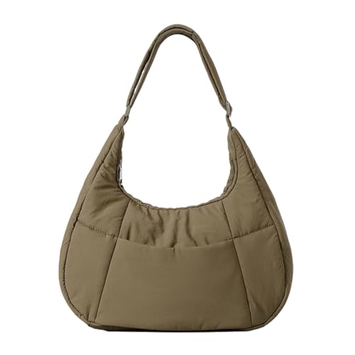 Sxett Modische Unterarmtasche für Damen und Mädchen, vielseitige Umhängetasche, einfarbig, Achseltasche, Handtasche, großes Fassungsvermögen, gesteppte Tragetasche, coffee von Sxett