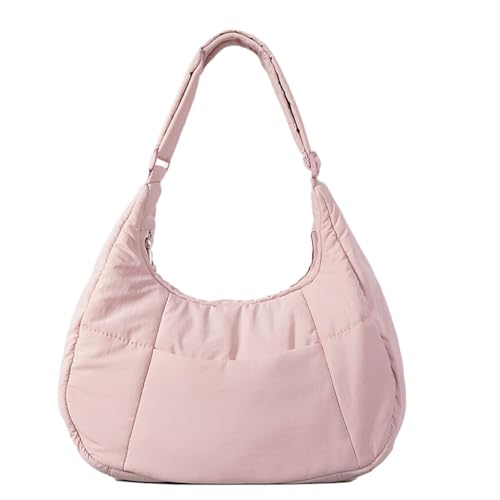 Sxett Modische Unterarmtasche für Damen und Mädchen, vielseitige Umhängetasche, einfarbig, Achseltasche, Handtasche, großes Fassungsvermögen, gesteppte Tragetasche, rose von Sxett