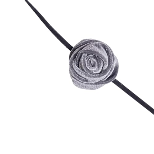 Sxett Stilvolle Rosenblüten-Halskette, Simulationsblumen-Halskette, Samt, Schlüsselbeinkette, auffälliges Choker-Accessoire, Wie beschrieben von Sxett