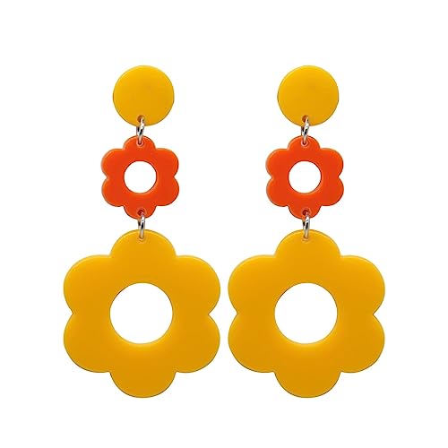 Sxett Süße koreanische Acryl-Blumen-Ohrstecker für Frauen, trendig, geometrischer Gänseblümchen-Anhänger, Modeschmuck, Geschenk, Siehe Beschreibung von Sxett