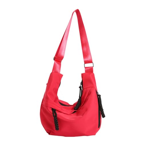 Sxett Trendige Unisex-Schultertasche aus Nylon, geräumige und praktische Schultertasche für den täglichen Gebrauch, perfekt für verschiedene Anlässe, rot von Sxett