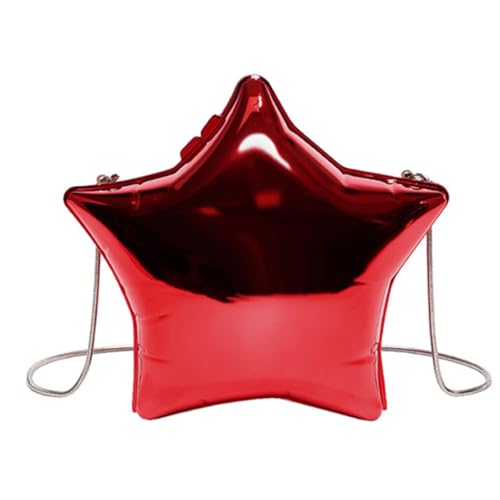 Sxett Umhängetasche in Sternform für Damen, niedliche Kuriertasche, Acryl, Umhängetasche, Abendtasche, Clutch, Geldbörse, Shopping, Dating-Tasche, rot von Sxett