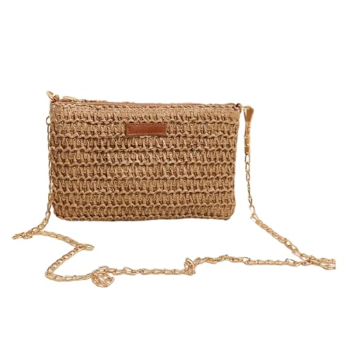 Sxett Vielseitige Strandtasche, Umhängetasche, lässige Schultertasche für Mädchen, Stroh, gewebte Tragetasche, coffee von Sxett