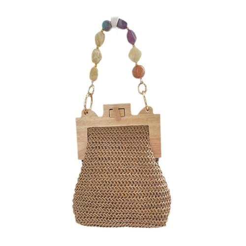 Sxett Vintage Bohemian Strandtaschen Große Kapazität Tasche Lässige Tasche für Mädchen Frauen Hand Weave Bag Handtasche, caramel von Sxett