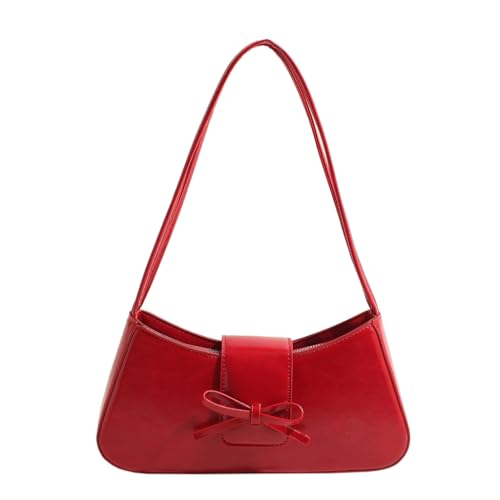 Sxett Vintage Bowknot PU Leder Achseltasche für Frauen Unterarm Single Shoulder Handtasche, rot von Sxett