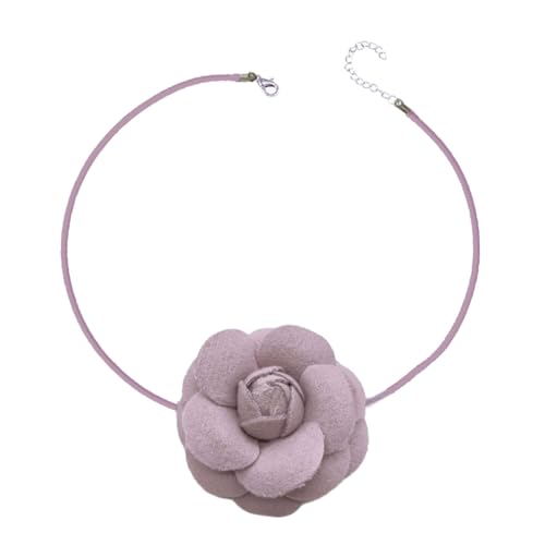 Verstellbare Schlüsselbeinkette in Blumenform, Stoff, Kamelien-Halskette, elegantes Blumenhalsband, Accessoire, Wie beschrieben von Sxett