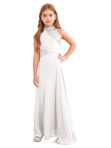 Sxiwei Mädchen Prinzessin Kleid Ärmellos A-Linien Langes Abendkleid Blumenmädchenkleider für Hochzeits Süßes Festliches Kleid Elfenbein 134-140 Sxiwei Mädchen Prinzessin Kleid Ärmellos A-Linien Langes Abendkleid Blumenmädchenkleider für Hochzeits Süßes Festliches Kleid Elfenbein 134-140 von Sxiwei