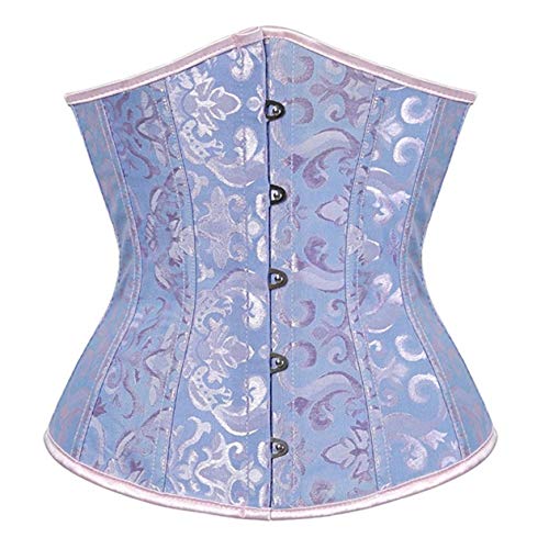 Sxybox Damen Satin Lace Up Korsett Unterbrust Waist Trainer Corsage Bustiers Shapewear,Blau,5XL von Sxybox