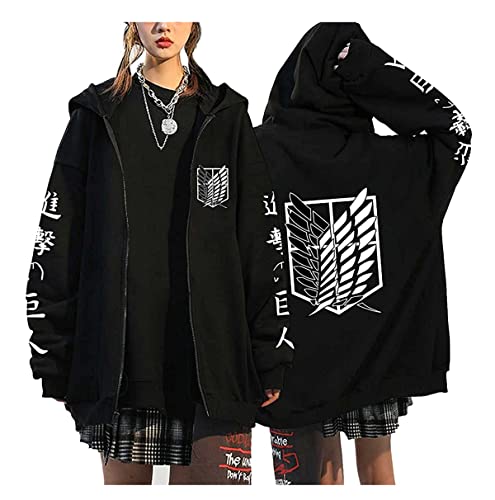 Sybnwnwm Anime Attack on Titan Hoodie Jacke Levi Ackerman Cosplay Zip Up Coat Sweatshirt, Schwarz F, S von Sybnwnwm