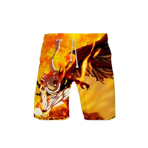 Sybnwnwm Anime Fairy Tail Baggy Jogging-Shorts für Herren, Strand-Shorts, Badehose, 3D-Druck, Sommer-Board-Shorts, kurze Hose, C, S 7-9 von Sybnwnwm