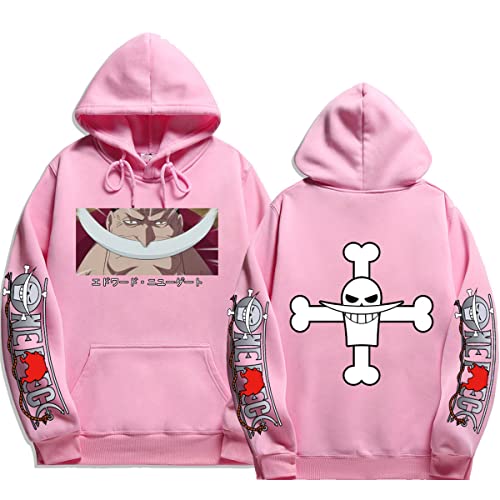 Sybnwnwm Anime One Piece Print Hoodies Ace Sweatshirts Herren Damen Teenager Streetwear Hip Hop Pullover, rose, XXXL von Sybnwnwm