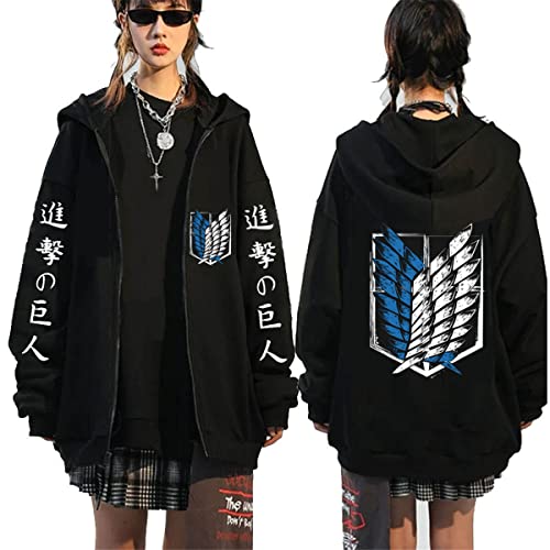 Sybnwnwm Attack On Titan Zip Hoodie Full Zip Jacke Mantel Pullover Langarm Sweatshirt, Schwarz R, M von Sybnwnwm