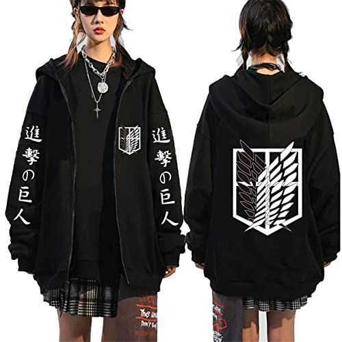 Sybnwnwm Attack On Titan Zipper Hoodie Kapuzenjacke Jacke Coat Pullover Langarm Sweatshirts mit Reißverschluss von Sybnwnwm