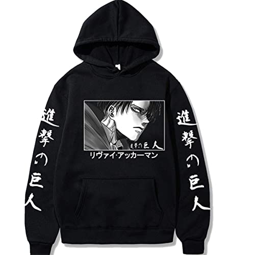 Sybnwnwm Attack on Titan Hoodie Levi Ackerman Pullover AOT Scouting Legion Drucken Langarms Kapuzenpullover Sweatshirts von Sybnwnwm