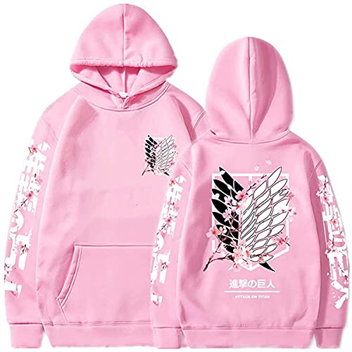 Sybnwnwm Attack on Titan Hoodie Survey Corps Wings of Freedom Print AOT Anime Langarm Pullover Unisex, rose, M von Sybnwnwm