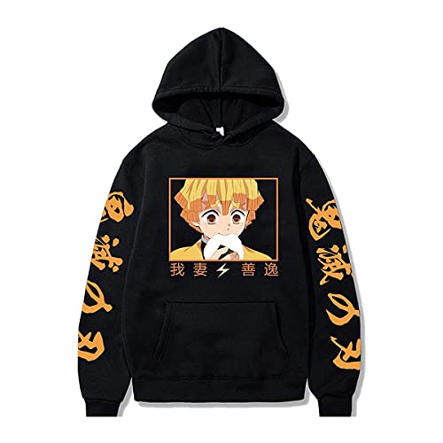 Sybnwnwm Y2K Hoodie Agatsuma Zenitsu Anime Pullover Sweatshirt Hoodies, Schwarz , S von Sybnwnwm