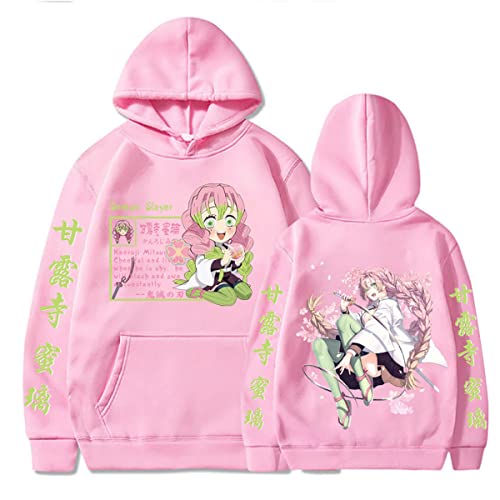 Sybnwnwm Y2K Hoodie Kanroji Mitsuri Printed Hooded Sweatshirt Cosplay No Yaiba Pullover Jumper Hoodie Men, rose, XS von Sybnwnwm