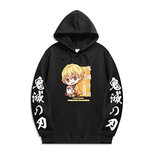 Sybnwnwm Y2K Hoodies Agatsuma Zenitsu Sweatshirt Kimetsu No Yaiba Hoodie Y2K Anime Hoodie, Schwarz , M von Sybnwnwm