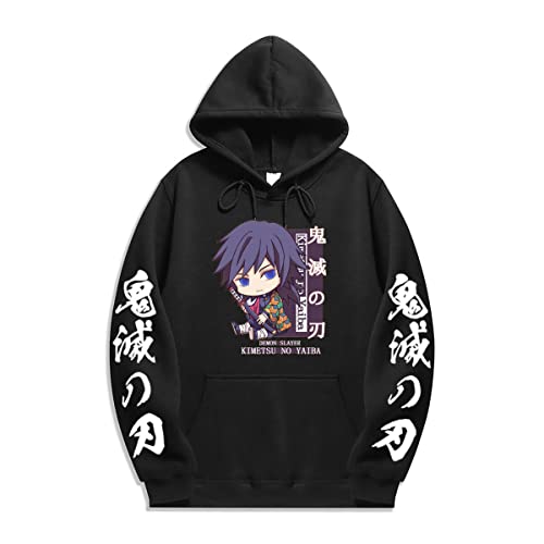 Sybnwnwm Kimetsu No Yaiba Hoodie Y2K Anime Nezuko Tanjiro Print Pullover Harajuku Streetwear Unisex, Schwarz , M von Sybnwnwm