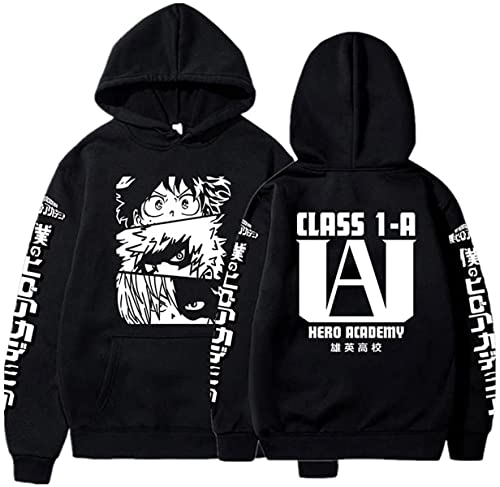 Sybnwnwm My Hero Academia Hoodie Bakugou Katsuki Cosplay Hoodies Anime MHA Pullover Sweatshirt für Unisex Erwachsene Jugend, Schwarz , XL von Sybnwnwm