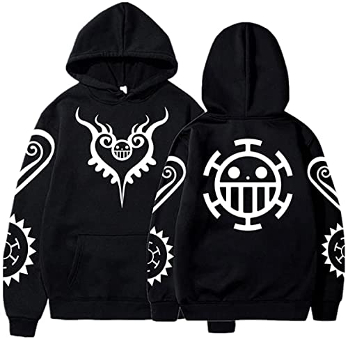 Sybnwnwm One Piece Anime Hoodie Luffy Strohhut Pullover Lange Ärmel Sweatshirts Hoodies Für Herren, Schwarz , M von Sybnwnwm